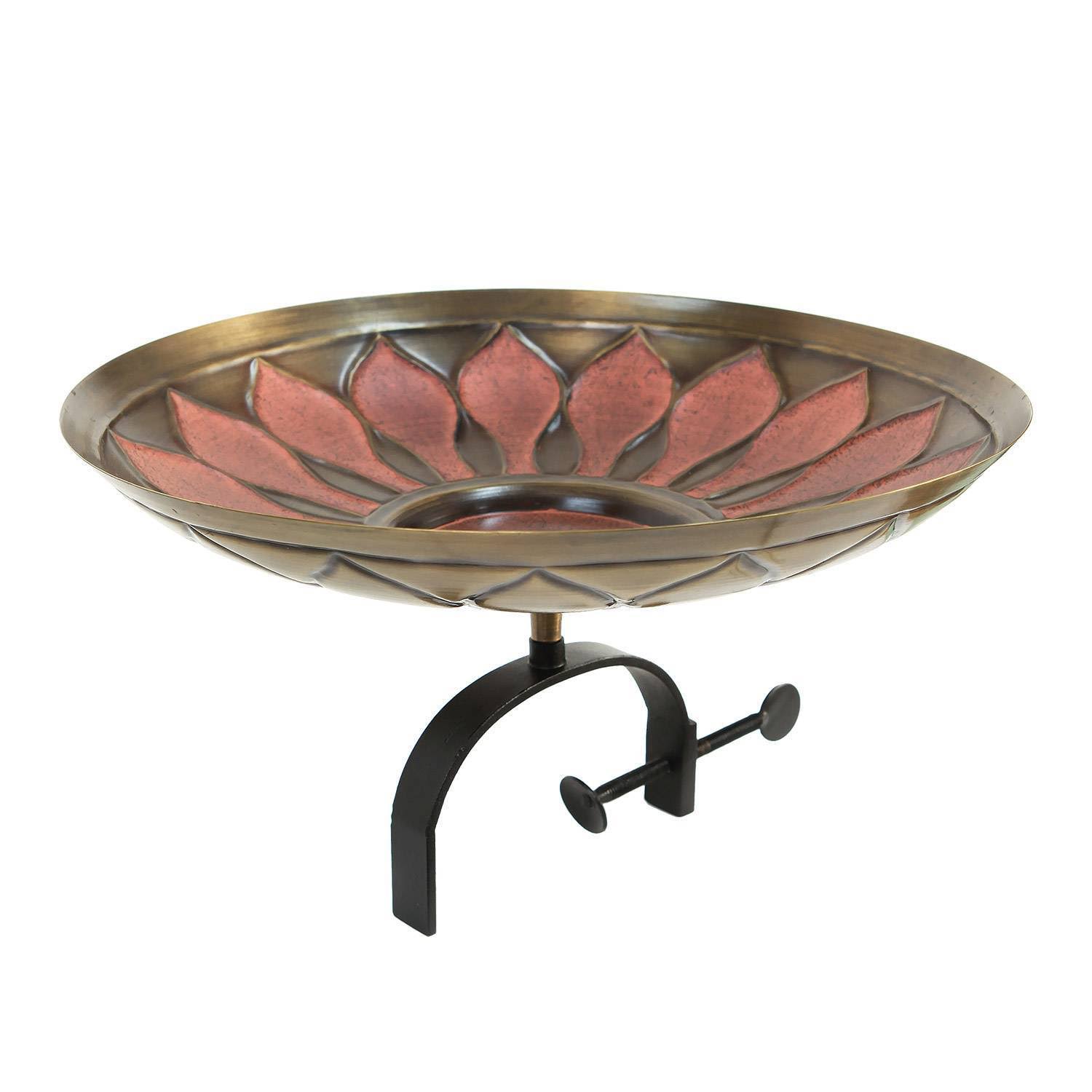 Red African Daisy Birdbath with Over Rail Bracket