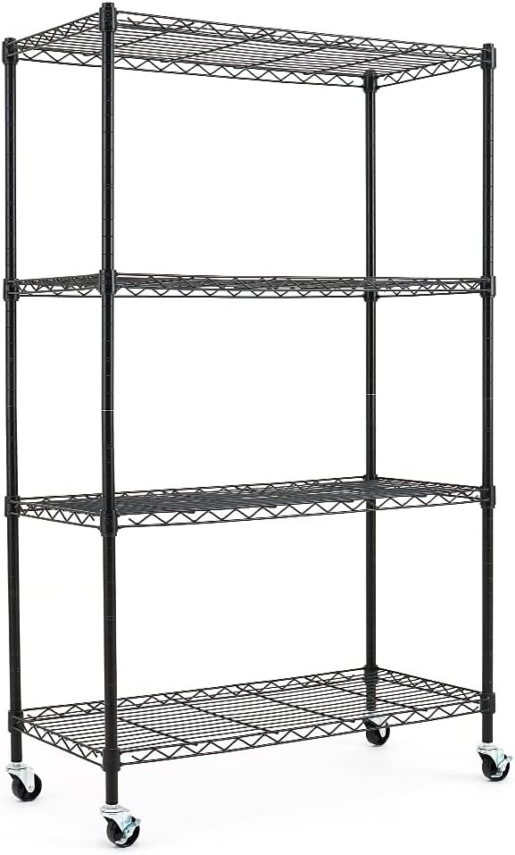 EFINE 2-Pack 5-Shelf Shelving Units and Storage on Wheels, NSF Certified, Adjustable Carbon Steel Wire Shelving Unit Rack for Garage, Kitchen, Office, Black (63H X 30W X 14D)