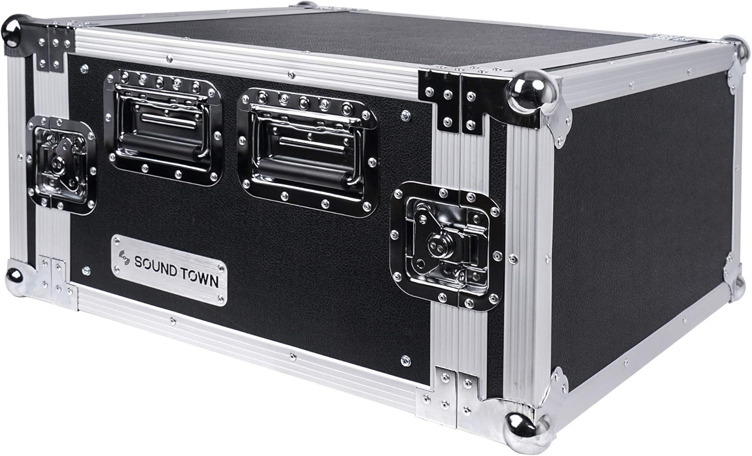 Sound Town 6U PA/DJ Rack/Road Case, 6-Space, with 17” Depth, Plywood, Metal Ball Corners - Pro Tour Grade (STRC-6U)