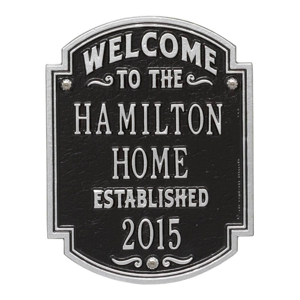 Personalized Welcome to Our House Wall Plaque - Black/Silver