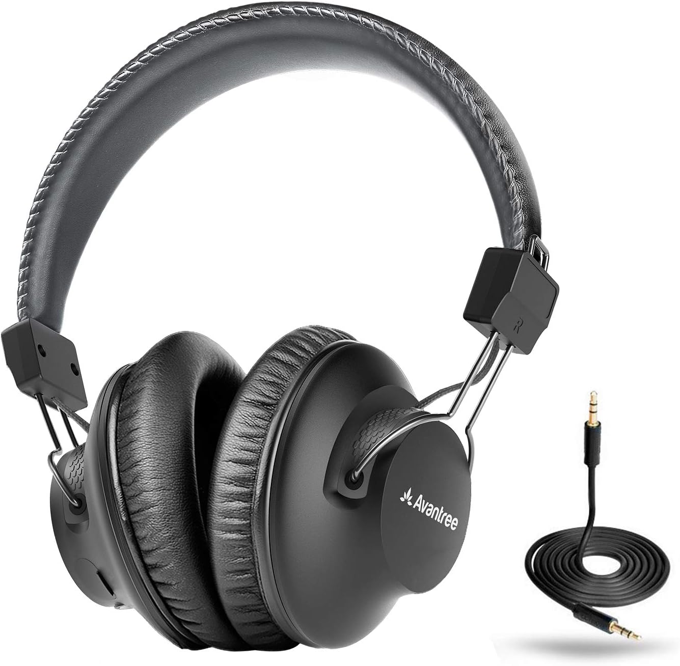 Avantree Audition 40hrs Bluetooth Over Ear Headphones with Mic, aptX HiFi Stereo, Wireless & Wired, Comfortable Long Battery Life & Lightweight Vintage Headset for PC Laptop Computer Phone Music Call Pack of 2