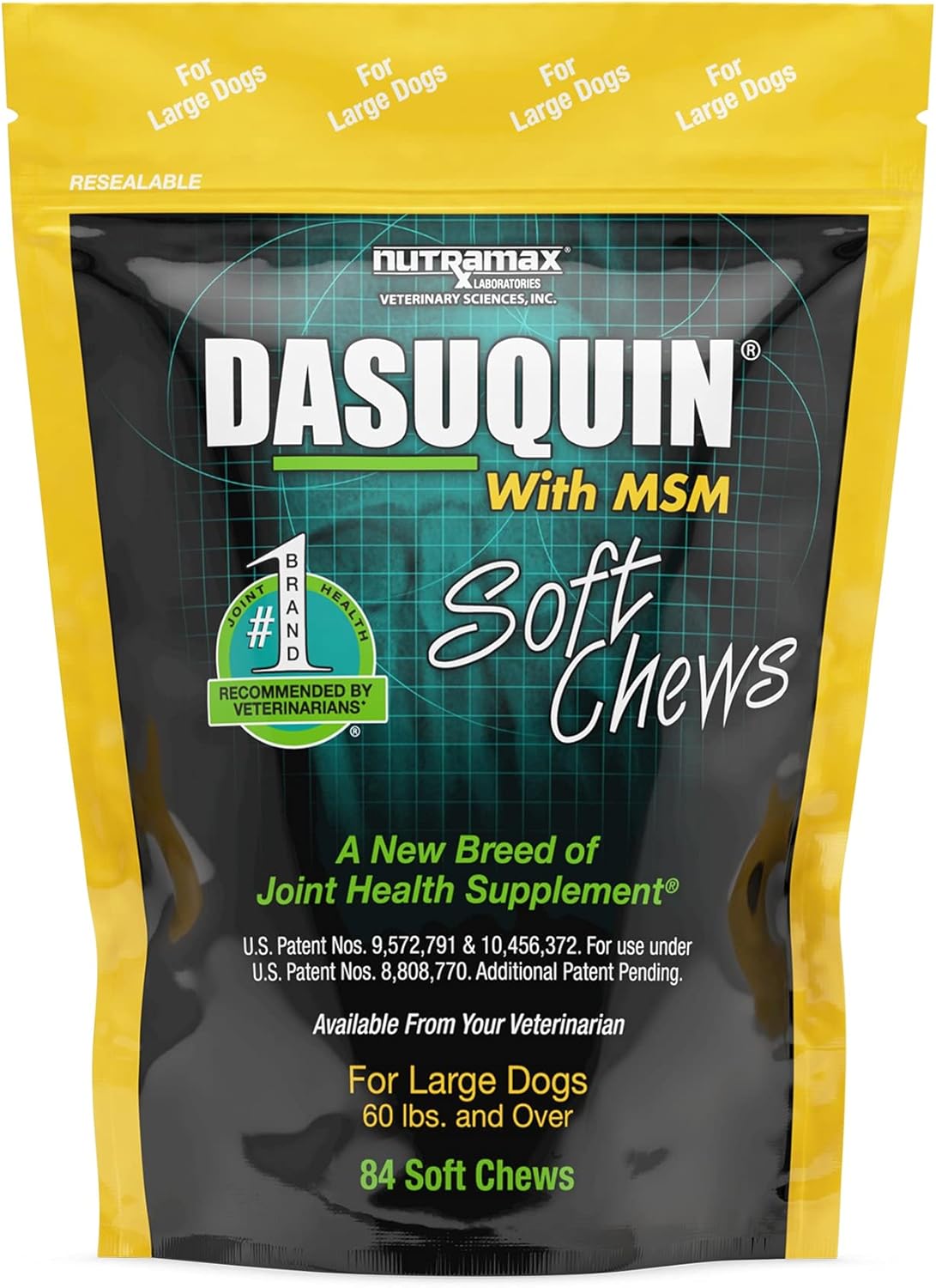DASUQUIN MSM Soft Chews for Large Dogs 60 lbs. +, Count of 84, 7.5 in Pack of 2
