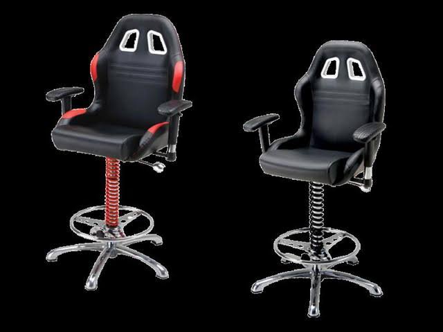 Pitstop Furniture BC6000R Crew Chief Black-on-red Bar Chair