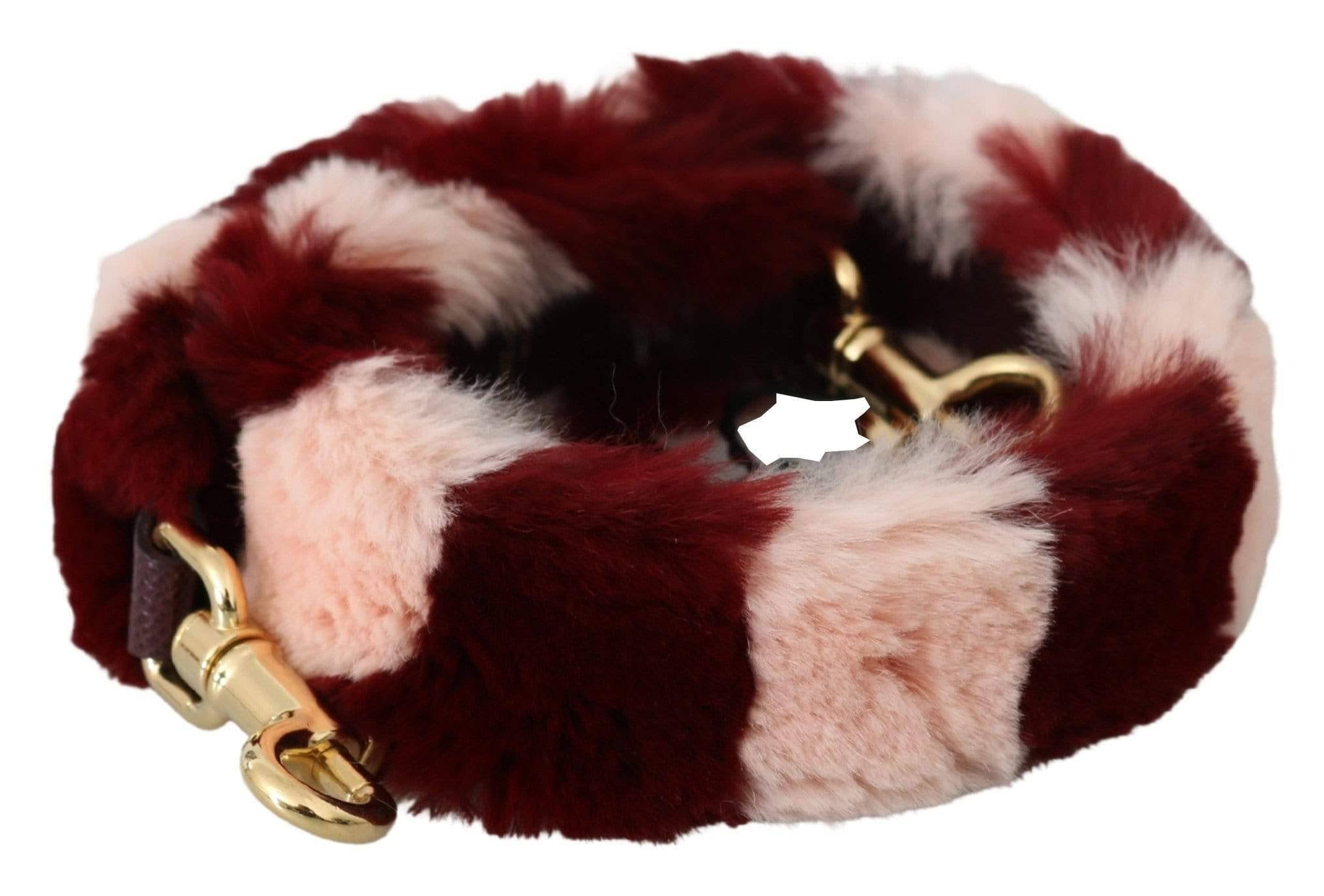 Dolce u0026 Gabbana Pink Red LAPIN Fur Accessory Shoulder Strap