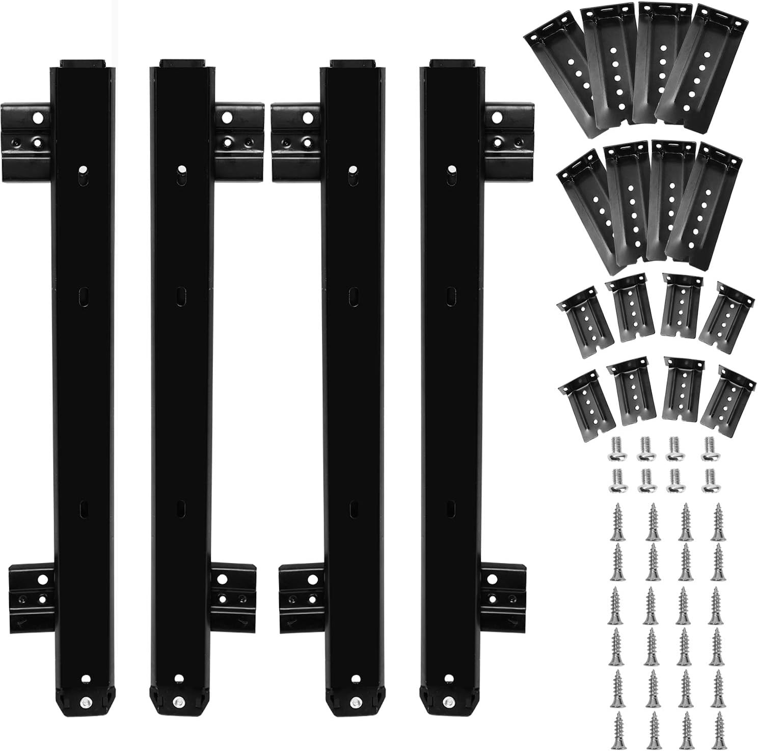 Keyboard Slide, KINJOEK 14 Inch 2 PCS Heavy Duty Ball Bearing Slides, Computer Drawer Tray Accessories, Cabinet Furniture Rails Rack with Adjustable Height Bracket and Screws, Silver