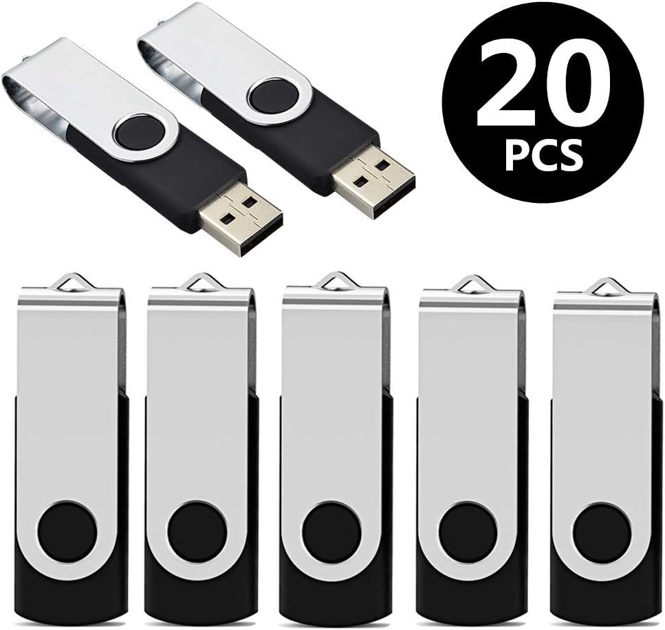 Aiibe 20pcs 8GB Flash Drives Bulk 8GB USB Flash Drive 20 Pack 8GB USB Sticks USB 2.0 Thumb Drive - Black Pack of 2