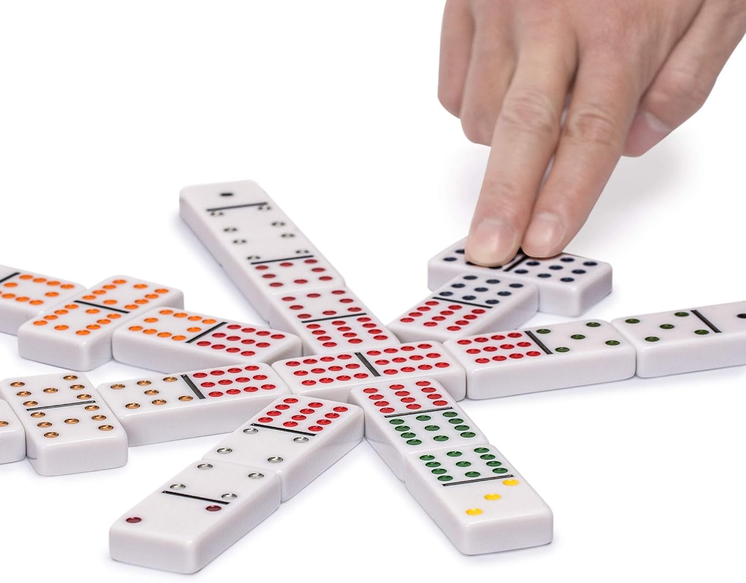 Yellow Mountain Imports Double 12 Colored Pips/Dots Dominoes in Black Lacquer Case - Professional Size 91 Tile Set for Mexican Train and Other Domino Games Pack of 2