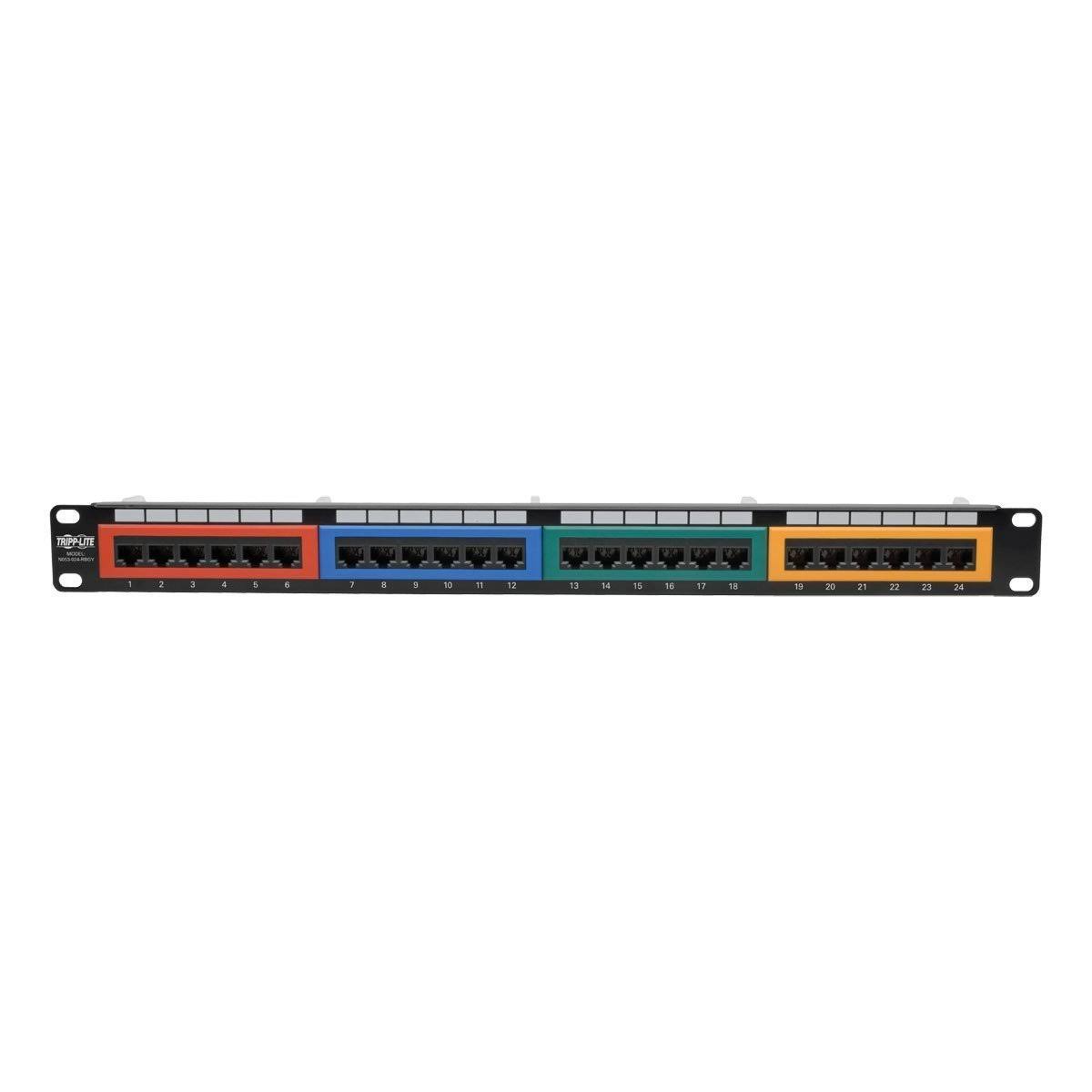 Tripp Lite 24-Port 1U Rack-Mount 110-Type Color-Coded Patch Panel RJ45 Ethernet 568B Cat6 Patch panel - CAT 6 - RJ-45 X 24 - 1U