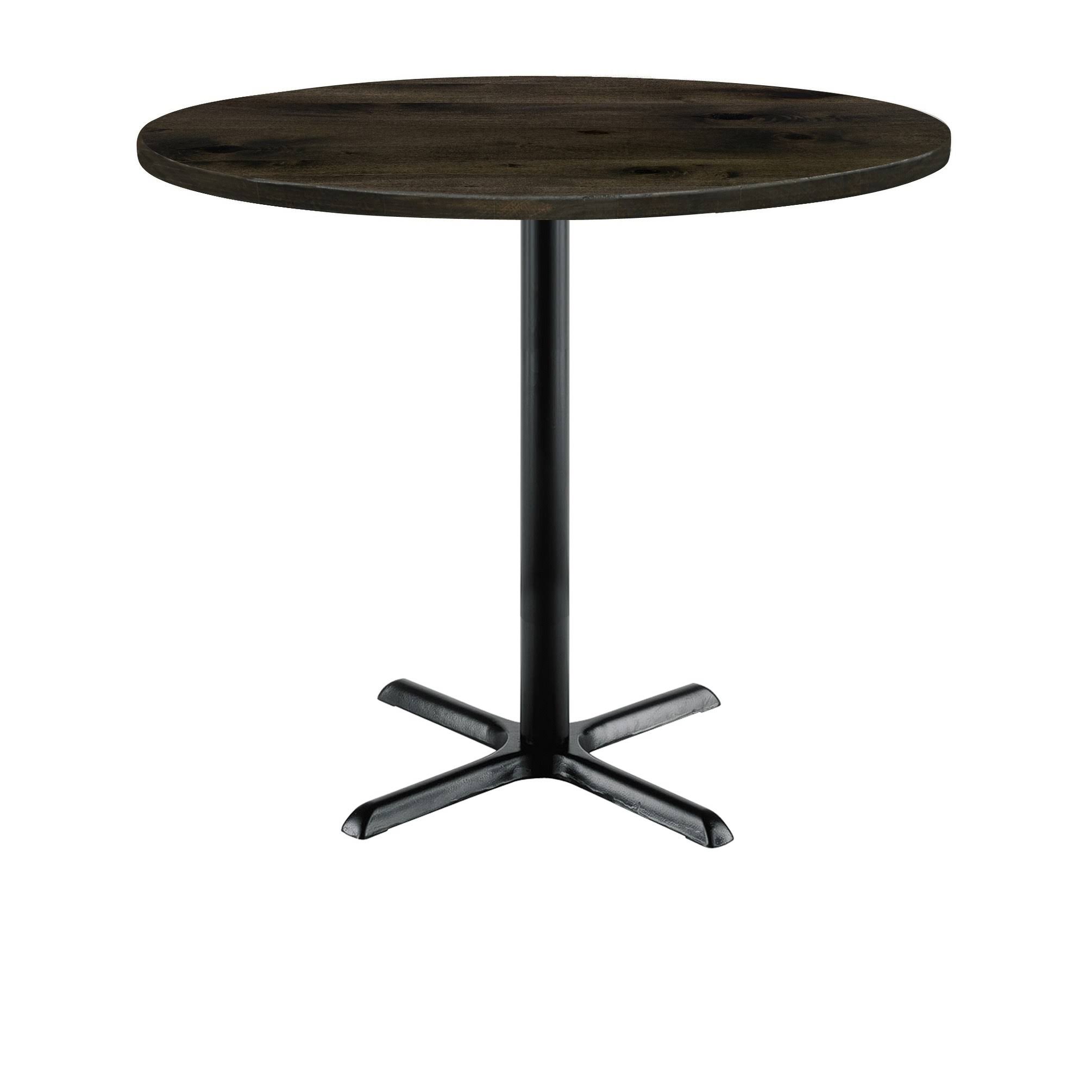 KFI Urban Loft 30 inch Round Top Table, Barnwood, Black x Base