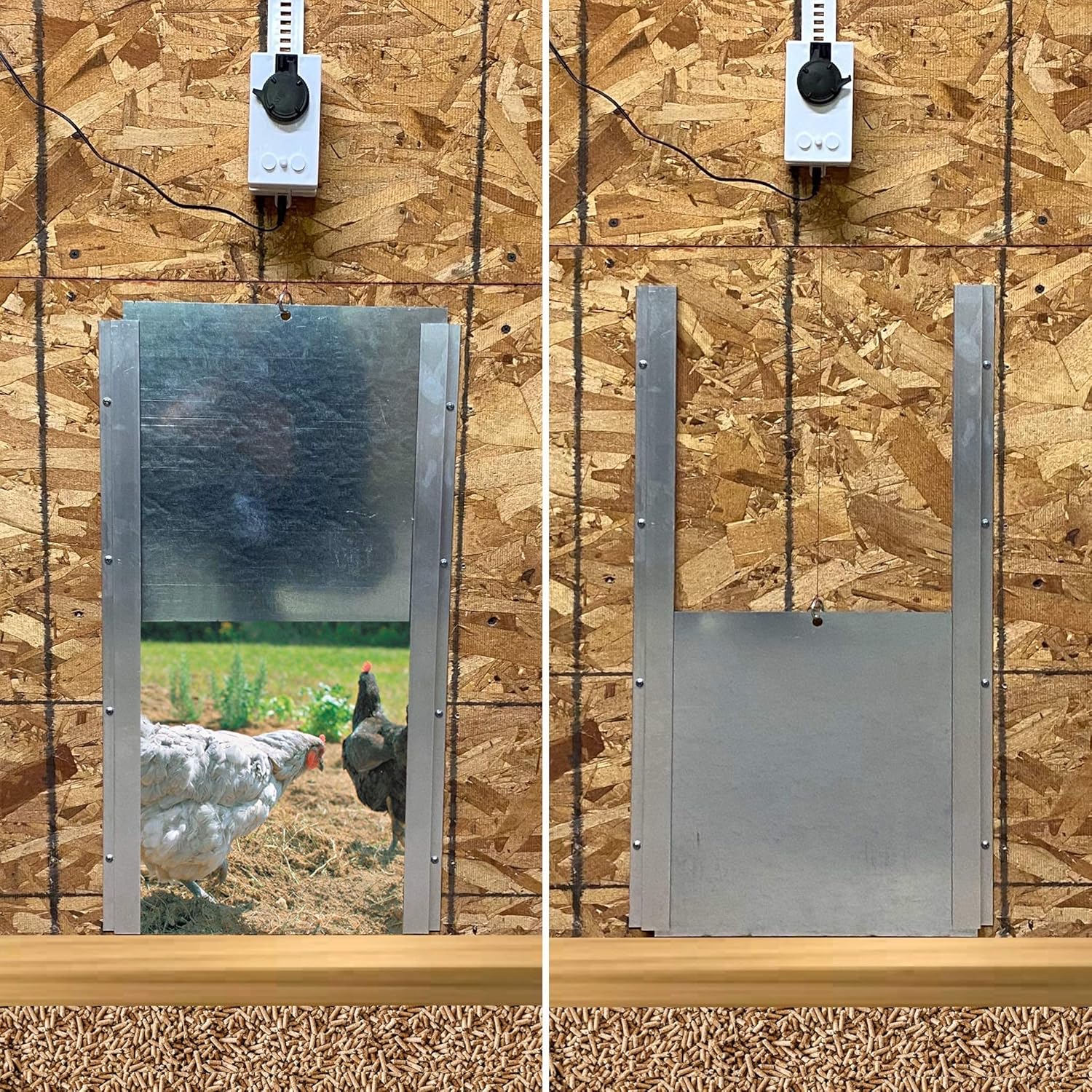 Automatic Chicken Coop Door Opener with Motor & Timer (1 Year Warranty) | Heavy Duty | Made USA | Auto Pop Door Opener | Chicken Coop Accessories | Metal