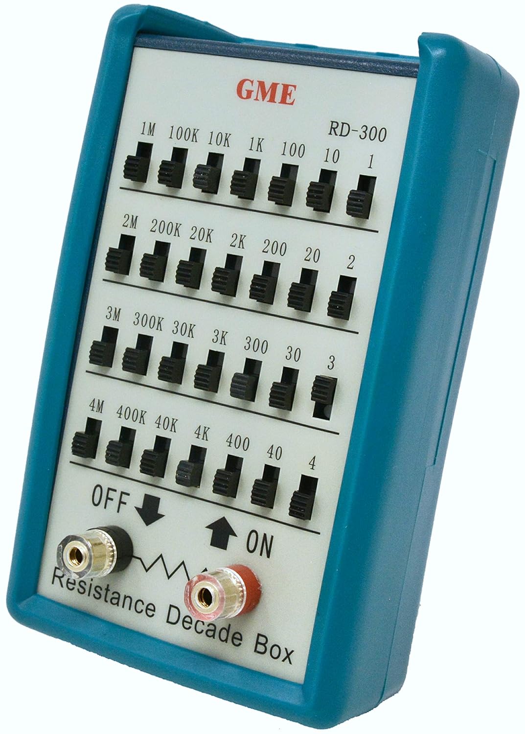 GME RD-300 Resistance Substitution Decade Box, 7 Decades Range, 1&Omega; to 11M&Omega;, 1% Accuracy, 1-Watt Rated resistors, Designed in The USA