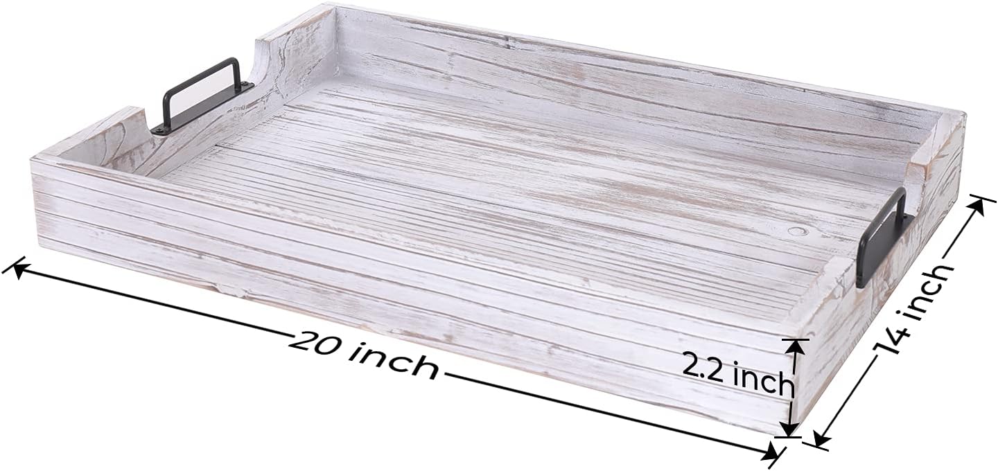 Net Ottoman Natural Wood Serving Tray, Rustic Wood Tray, Worn Design Tray, Food or Decorative Tray, Nostalgia Tray, Breakfast in Bed Tray, 100% Handmade Pack of 2