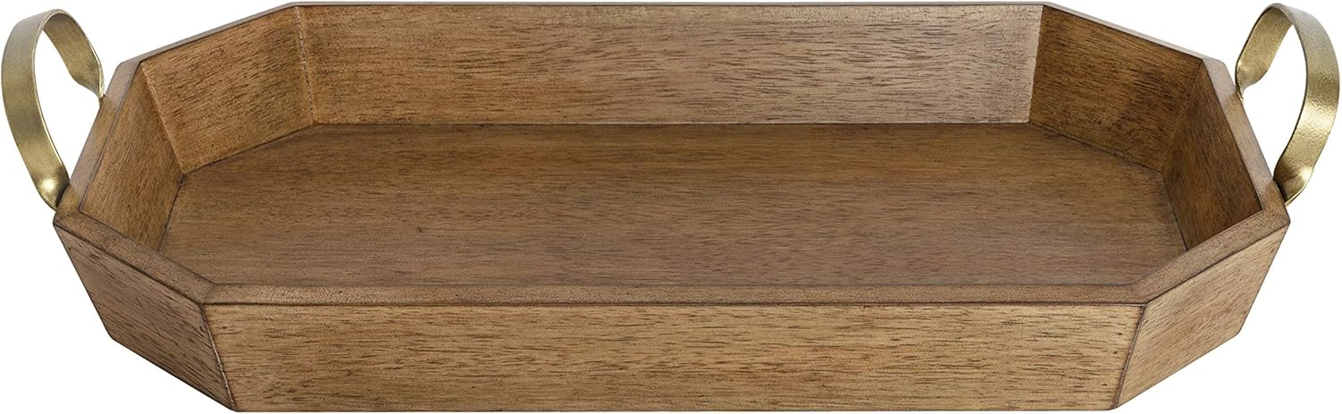 Kate and Laurel Atchison Farmhouse Tray, 21x12, Brown, Rustic Accent Tray for Display and Storage