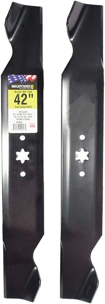 MaxPower 561548B 2-Blade Set for 42 Inch Cut MTD/Cub Cadet/Troy Bilt Replaces 42-04126, 742-04308, 742-0616 and Many Others