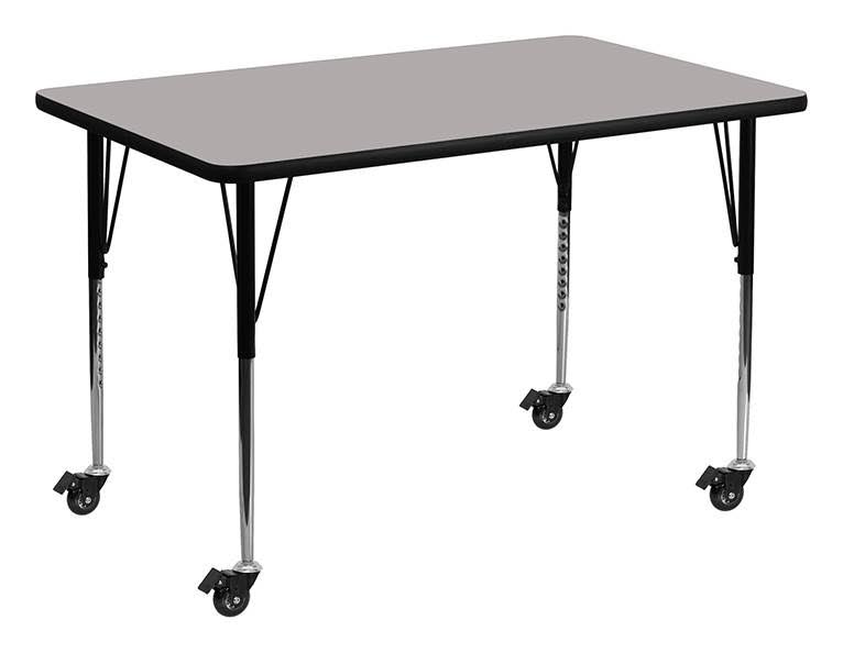 Flash Furniture Mobile 30&&w x 48&&l Rectangular Grey HP Laminate Activity Table