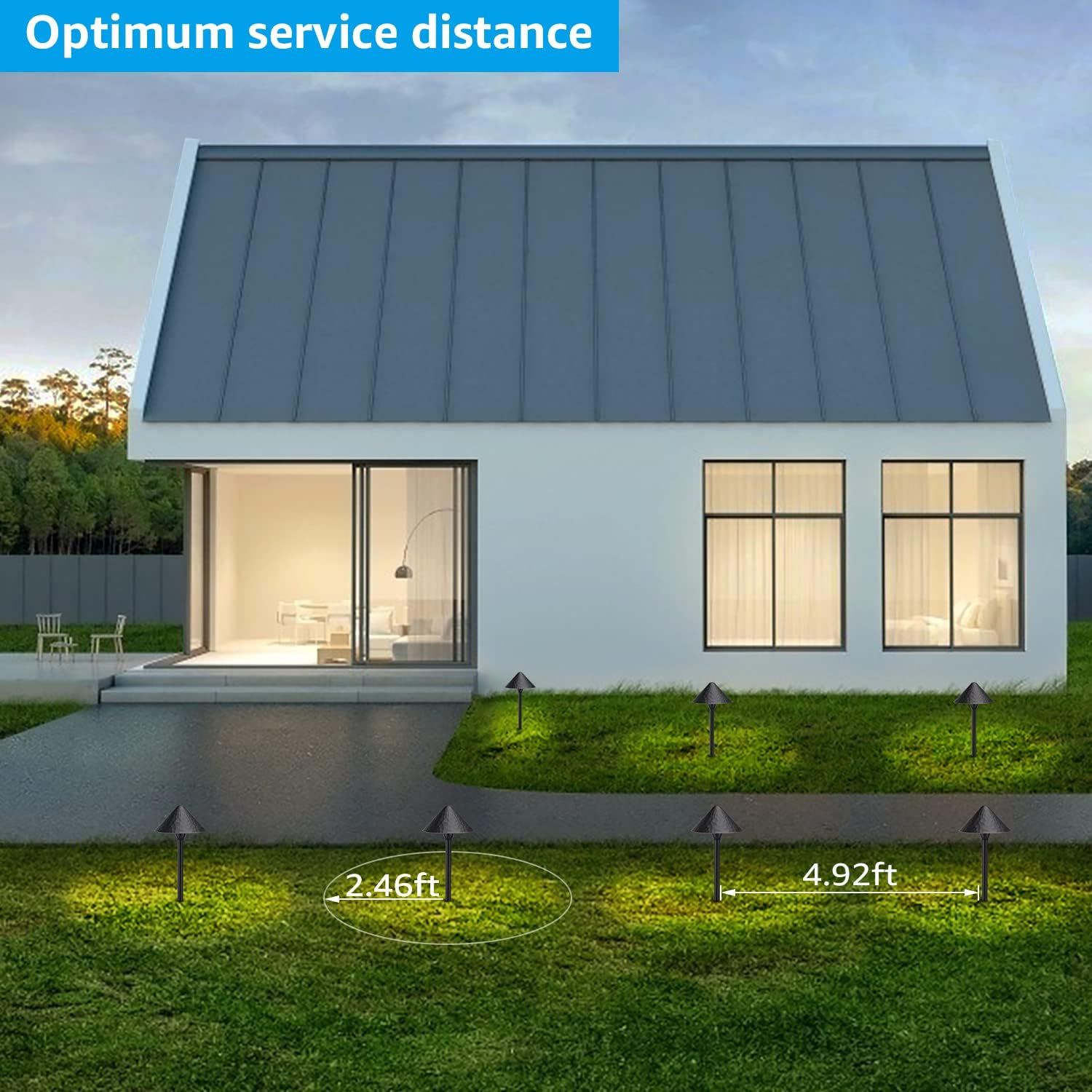 LEONLITE Low Voltage LED Landscape Pathway Lights, 12V 3W Path Lighting, CRI90, ETL, IP65 Waterproof, Gold Edged Black Aluminum Housing, 3000K Warm White, Pack of 4