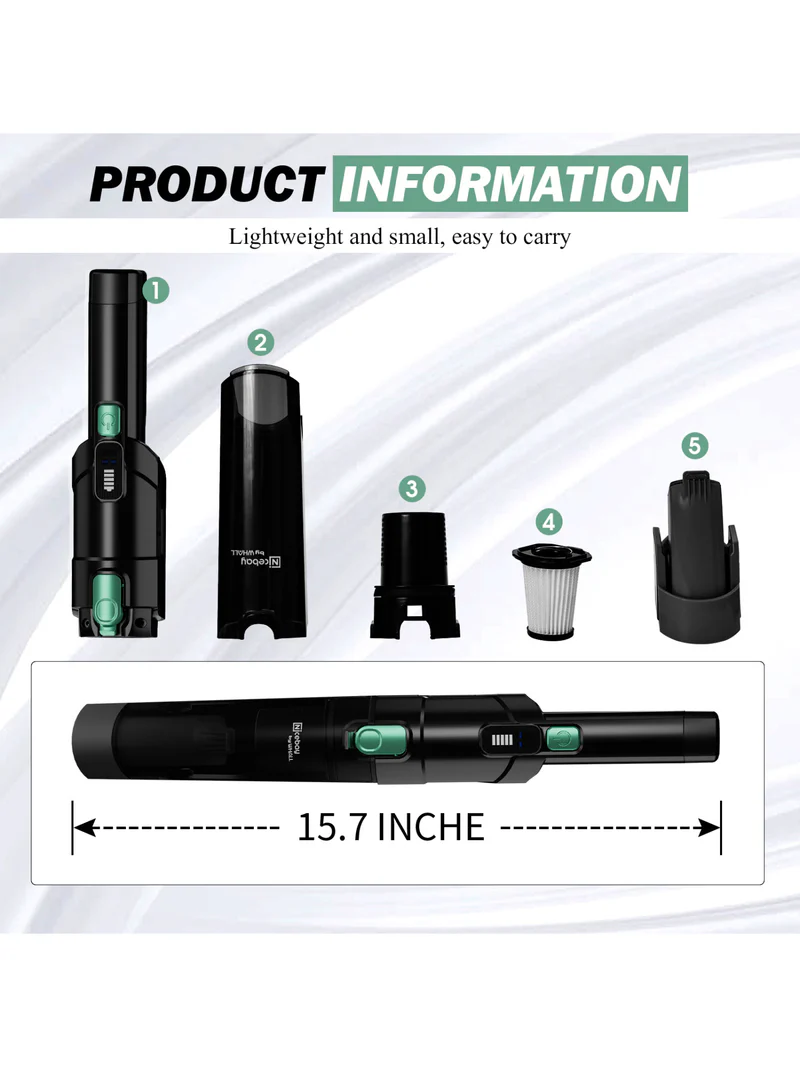 Cordless Handheld Vacuum Cleaner 15KPA Powerful Suction with Fast Charging Dock, Portable Lightweight Cleaner, Rechargeable Hand Held Vacuum Cleaner for Home, Office, Pet and Car - Ajnaraintegrity