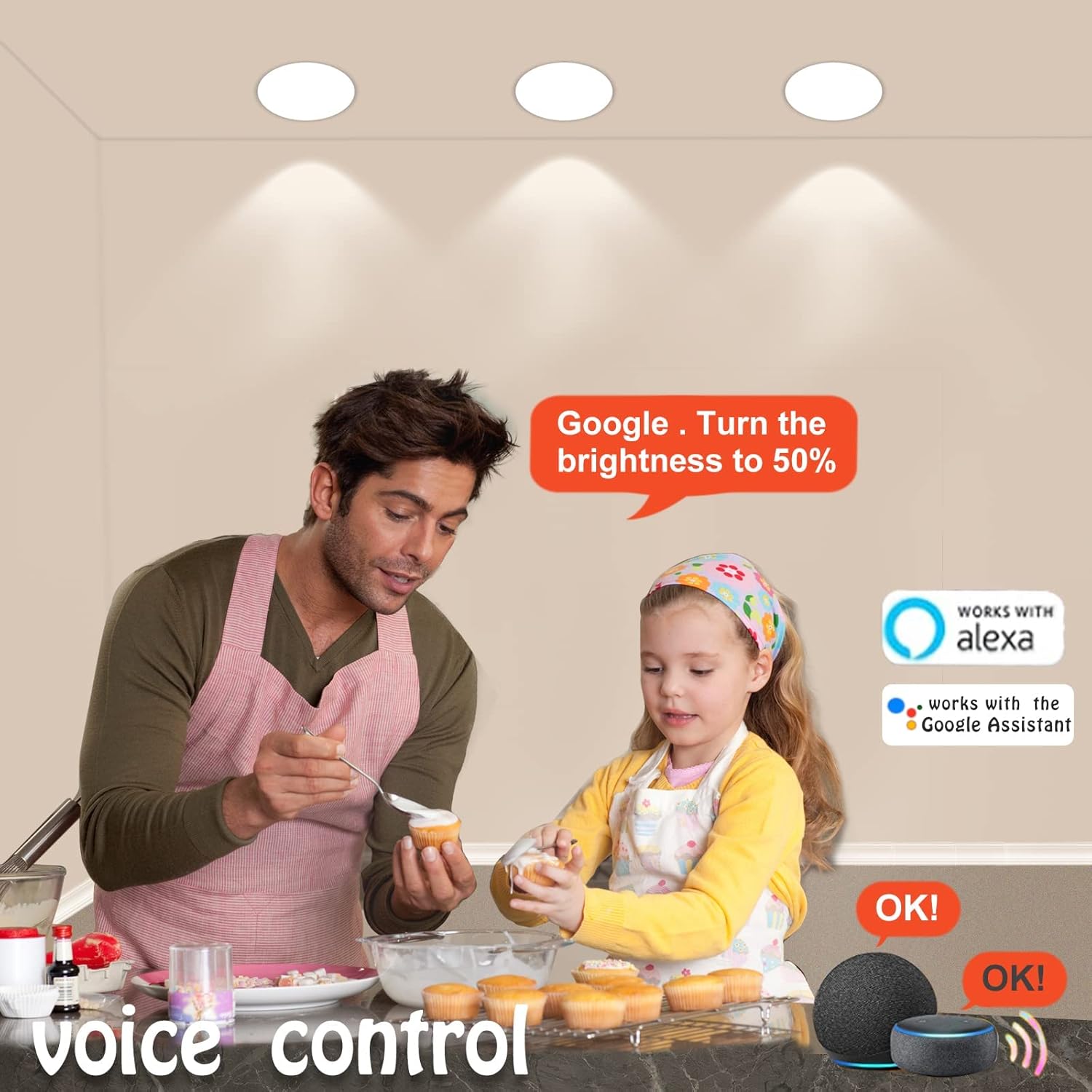 AIJIA Smart led Recessed Lighting 6Inch - Dimmable Smart Recessed Lighting - Led Downlight with Junction Box - APP Control 13W 1040LM High Brightness Compatible with Alexa/Google - 4Pack