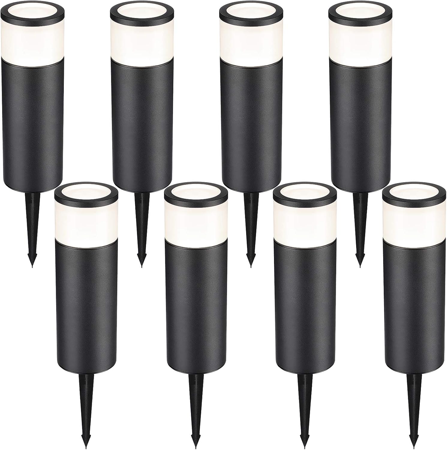 LEONLITE 8-Pack LED 4.5W RGBW Bollard Landscape Path Lights, White & Color Changing, 9 Modes, Memory Function, Waterproof Low Voltage Pathway Lighting, Die-Casted Aluminum Housing, Yard, Lawn, Garden