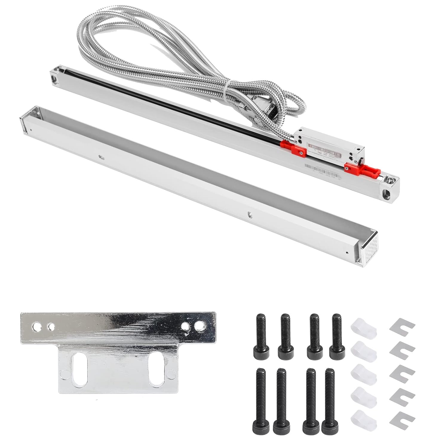 Digital Readout and Linear Scale 470mm with Accuracy 0.005 mm Optical Length Precision High Precision Full Sealed Linear Scale Aluminum Body for Mill Milling Lathe Machine with Accessories