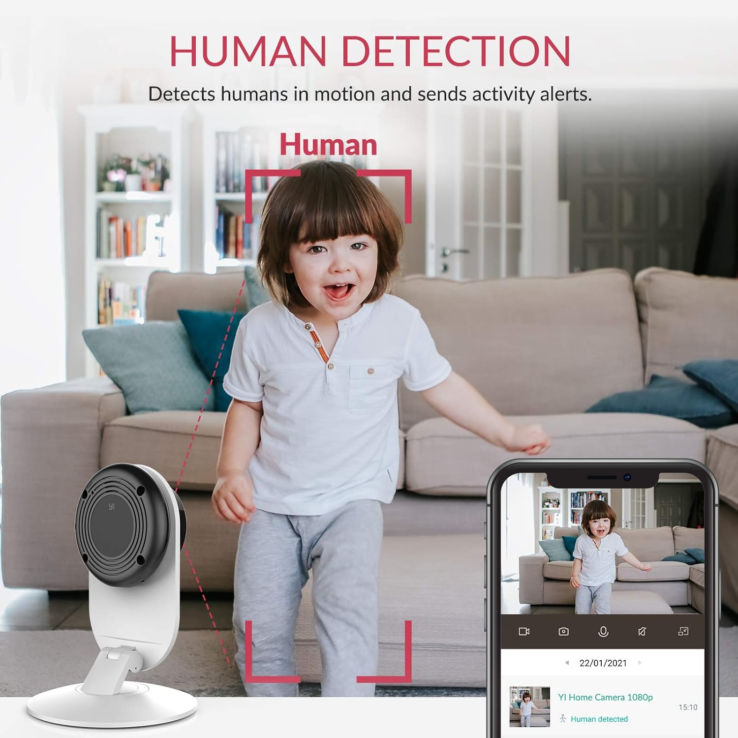 YI 2pc Security Home Camera Baby Monitor, 1080p WiFi Smart Indoor Nanny IP Cam with Night Vision, 2-Way Audio, Motion Detection in Phone App, Pet Cat Dog Cam, Work with Alexa and Google Pack of 2