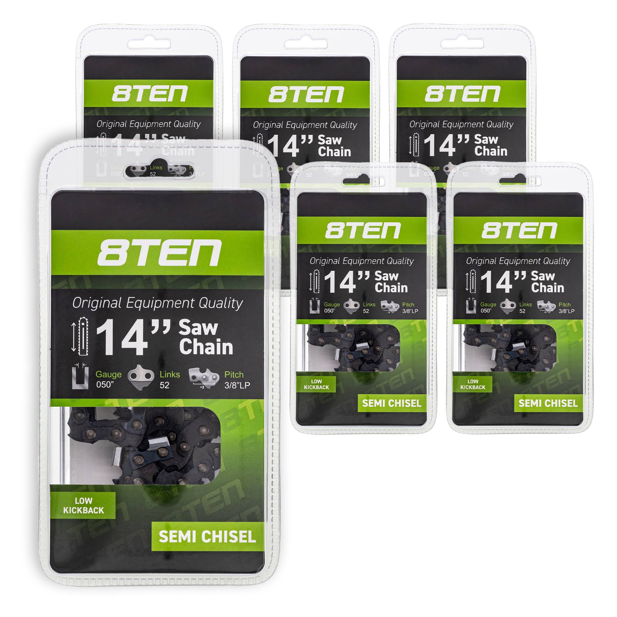 8TEN Chainsaw Chain 14 inch Bar .050 3/8 52 DL Echo Husqvarna 91VXL052G 6 Pack