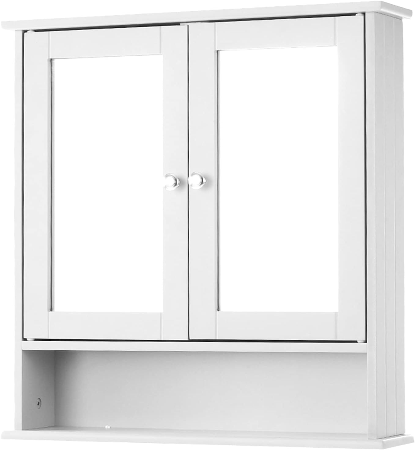 IKAYAA Kitchen Bathroom Wall Mount Cabinet Modern 2-Door Wall Cabinet with Glass Doors & Shelves Home Furniture Space Saver Pack of 2