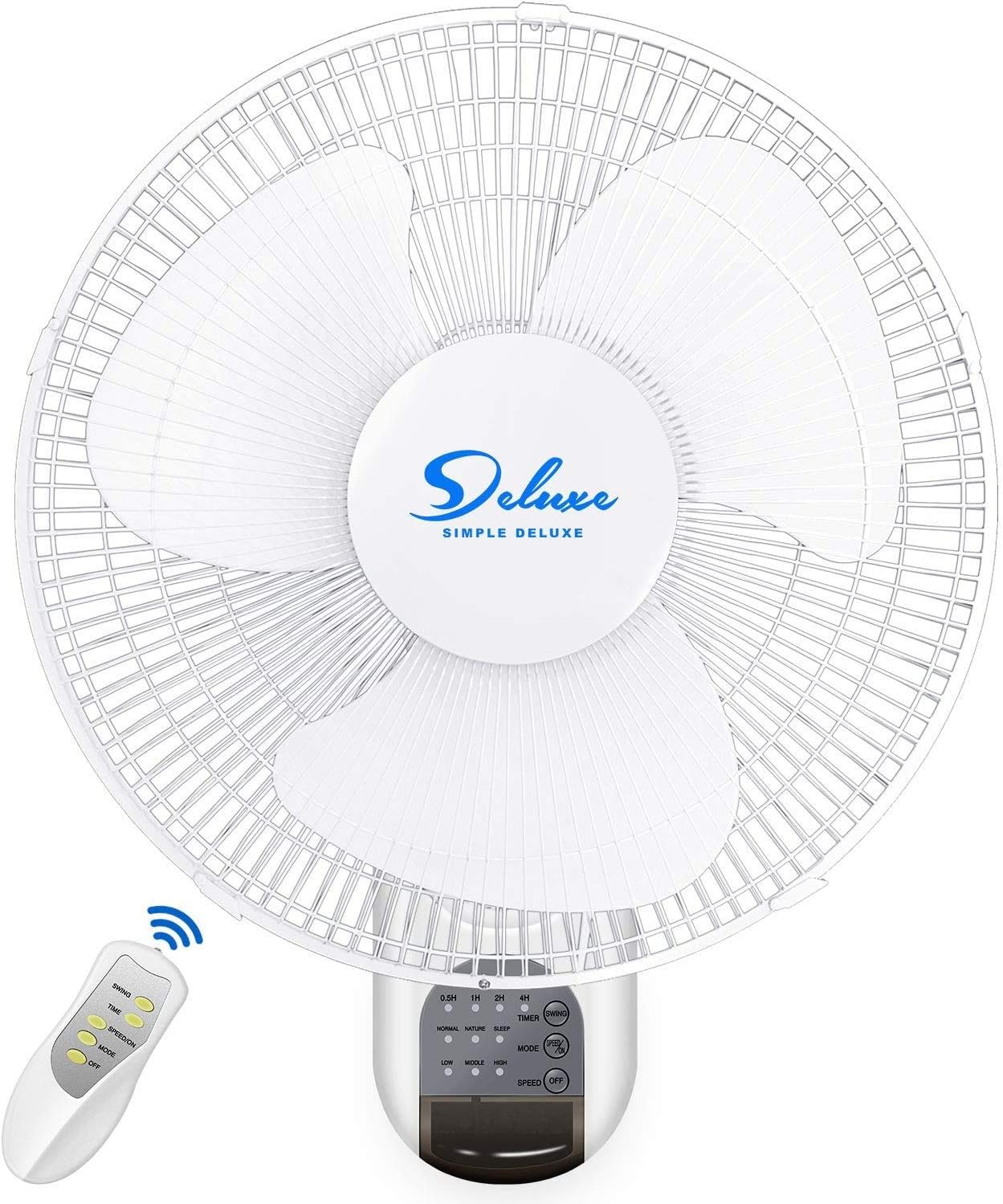 HealSmart 16-Inch Digital Wall Mount Oscillating Fan w/Remote,White,1 Pack Pack of 2