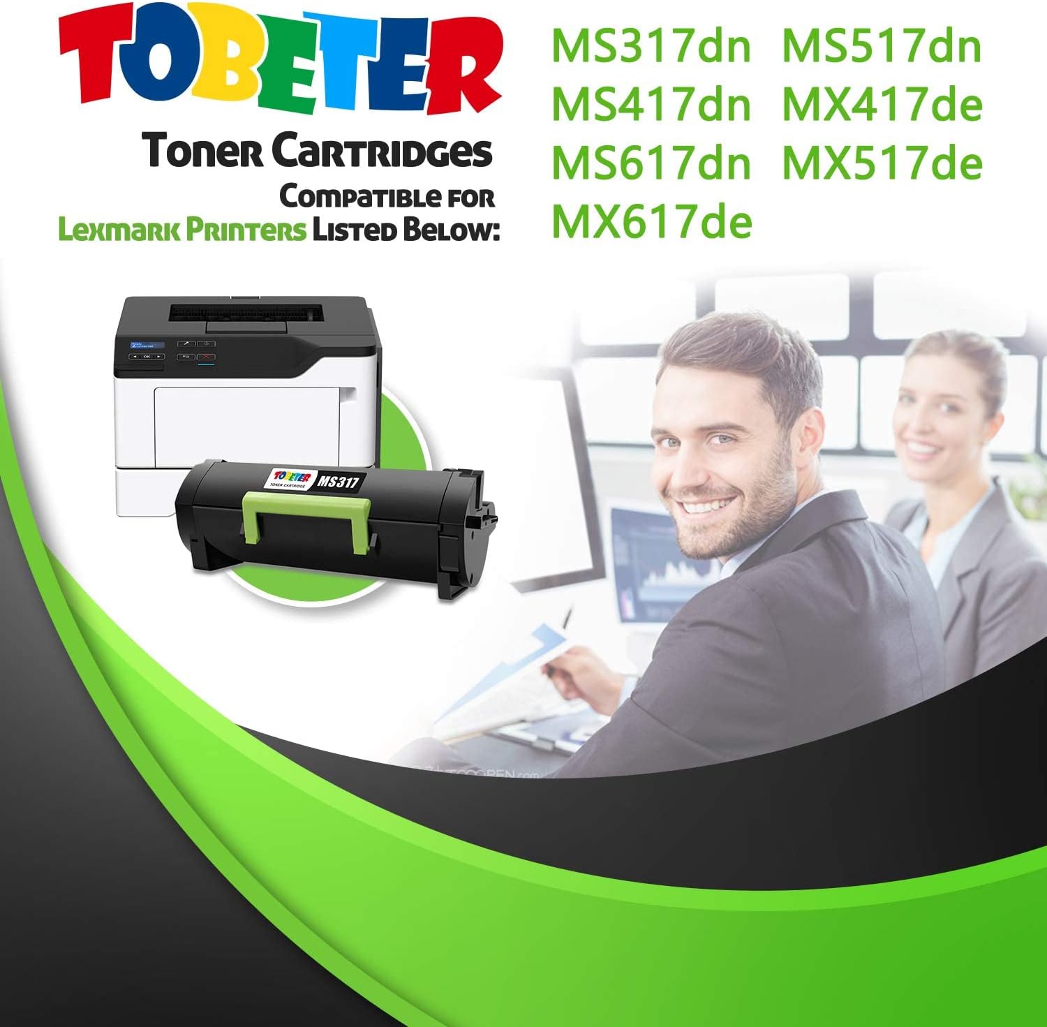 ToBeter Remanufactured Toner Cartridge Replacement for Lexmark 51B1000 for MS317 MS417 MS517 MS617 MX317 MX417 MX517 MX617 Printer (1Pack) Pack of 2