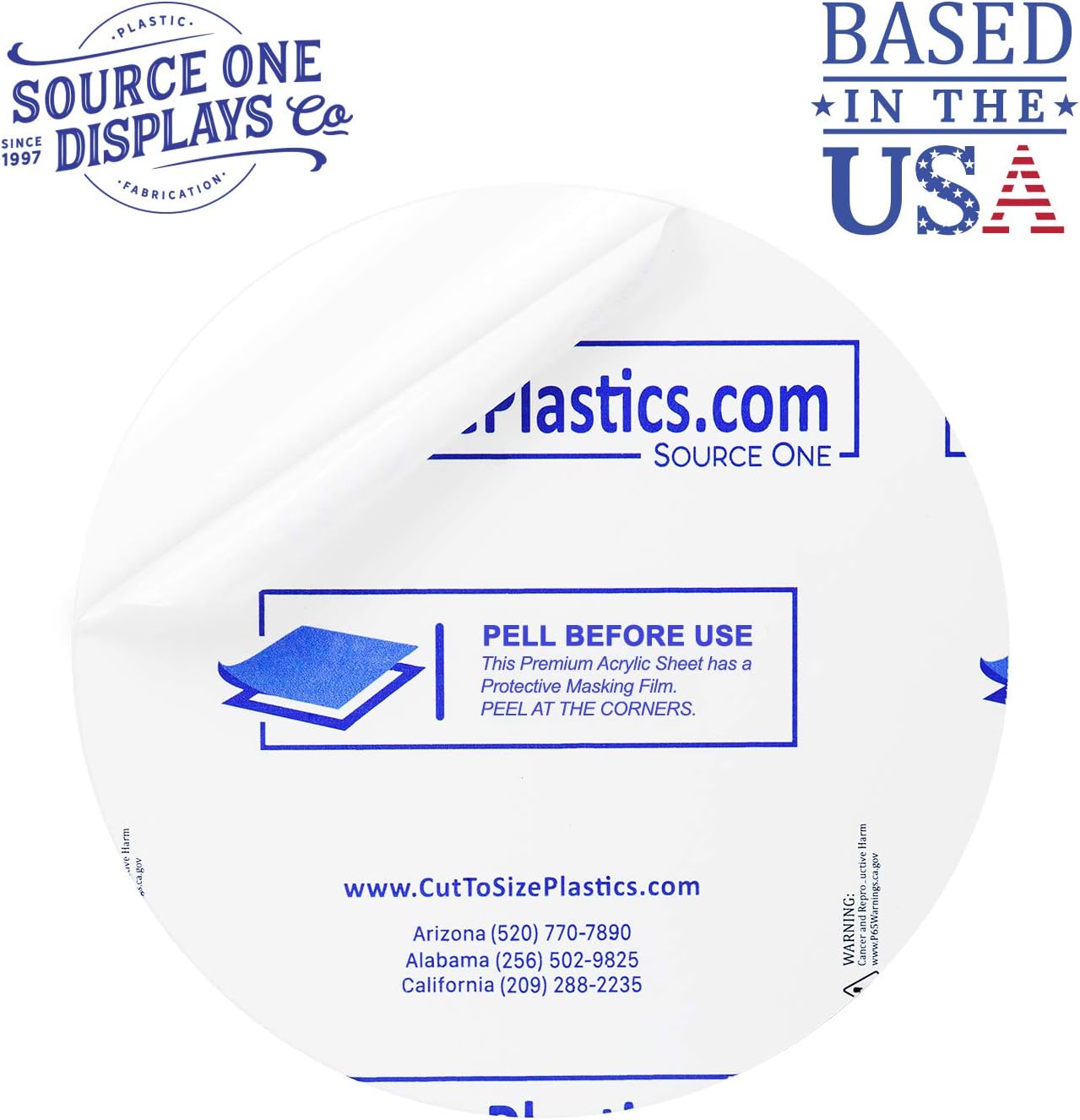 SOURCEONE.ORG Clear Acrylic Plexiglass Lucite Circle Round Disc Every Thickness and Diameter Available
