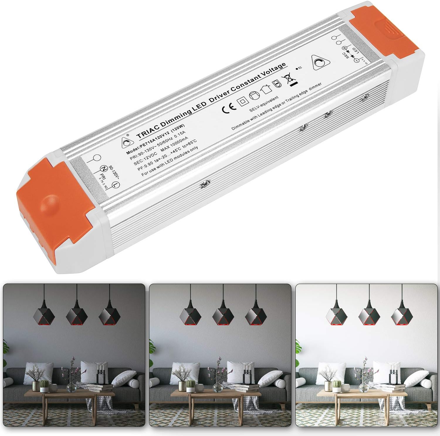 120 Watts 12V 10A Dimmable LED Driver Dimming LED Power Supply 110V to 12V DC led Transformer 12v dimmable Pack of 2