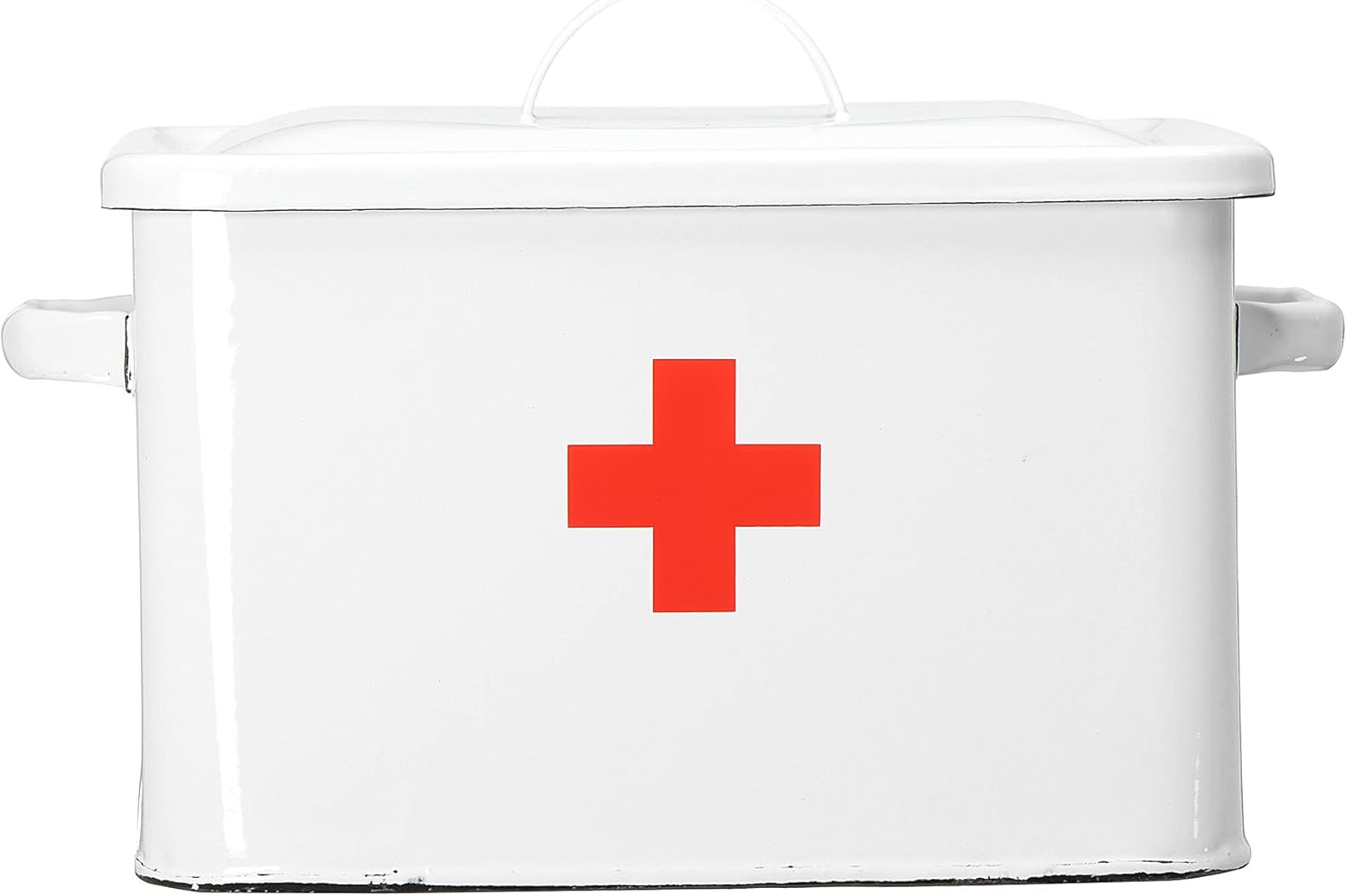 Creative Co-op EC0385 Metal First Aid Container, White Pack of 2