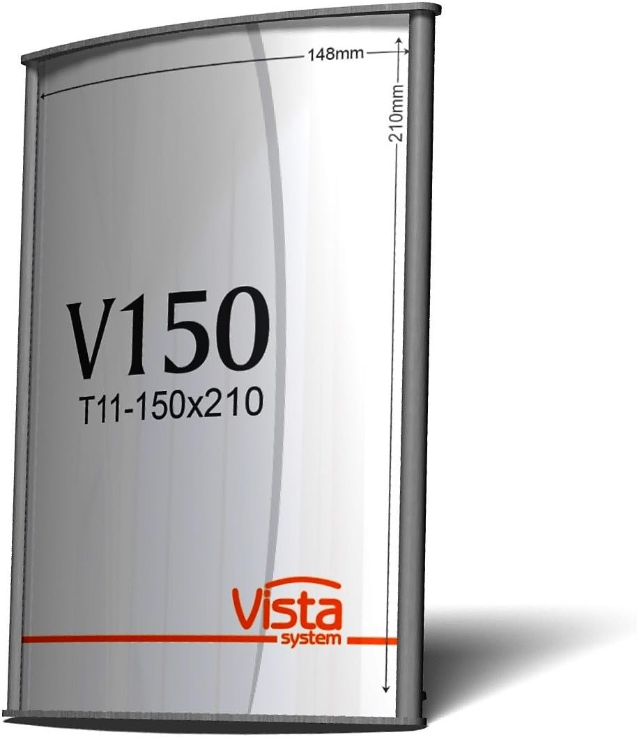 NAMEPLATE Sign Holder Table Desk Stand Frame Display Curvature Design Silver Aluminum (A5 Size, 148 x 210 mm) Pack of 2