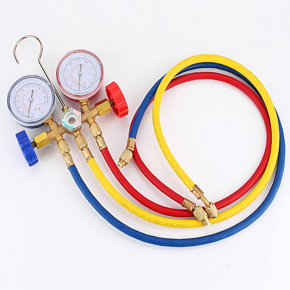 CSLU Refrigeration Air Conditioning AC Diagnostic Manifold Gauge Tool Set sn For All Car A/C With Hose and Hook Kit R22 R12 R502 A/C