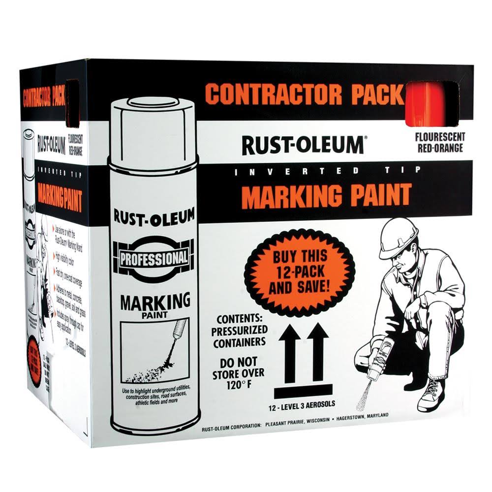 Rust-Oleum Professional 12-Pack Fluorescent Red Orange Water-Based Marking Paint (Actual Net Contents:) 270484
