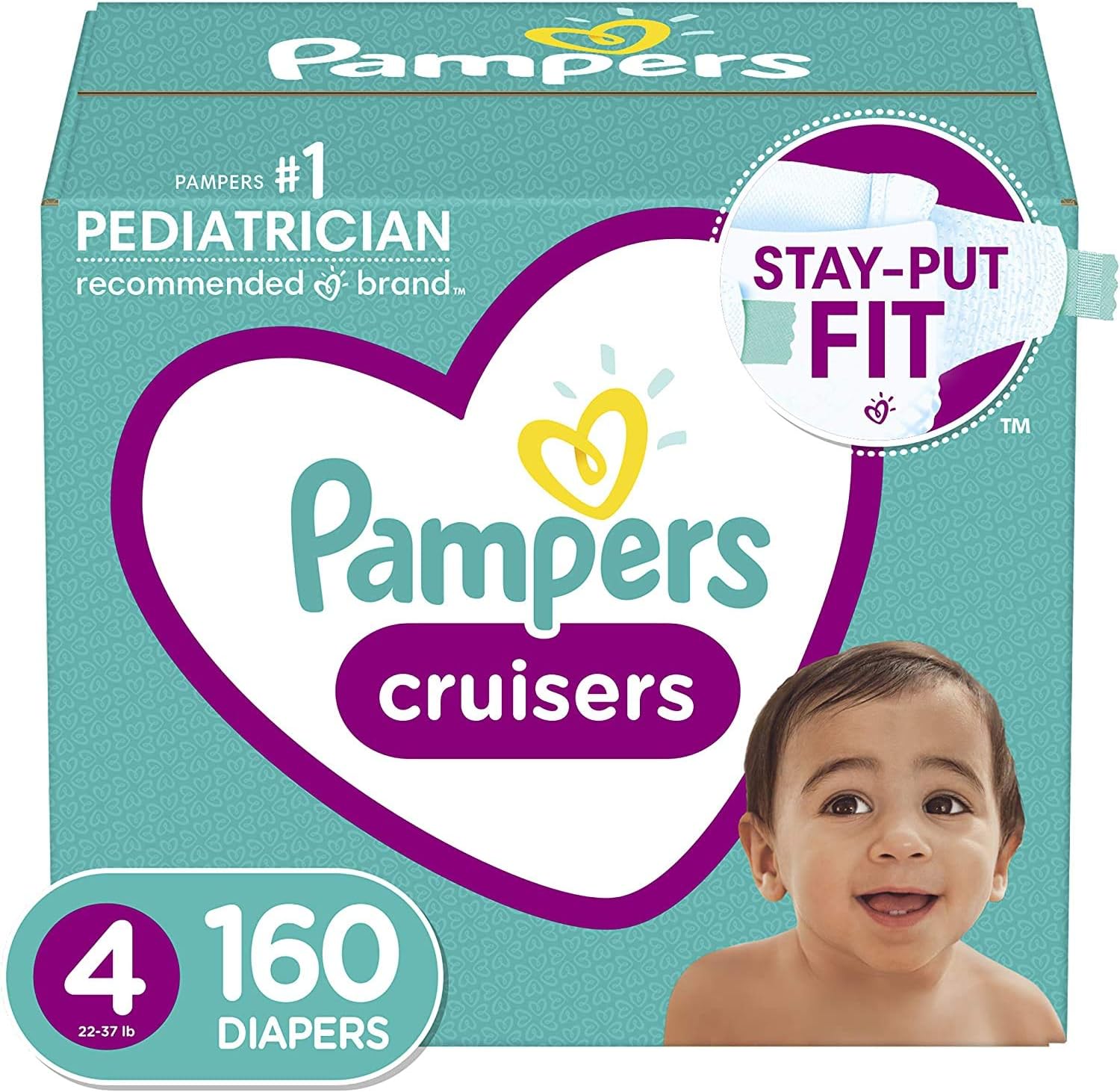 Diapers Size 4, 160 Count - Pampers Cruisers Disposable Baby Diapers, ONE MONTH SUPPLY (Packaging May Vary) Pack of 2