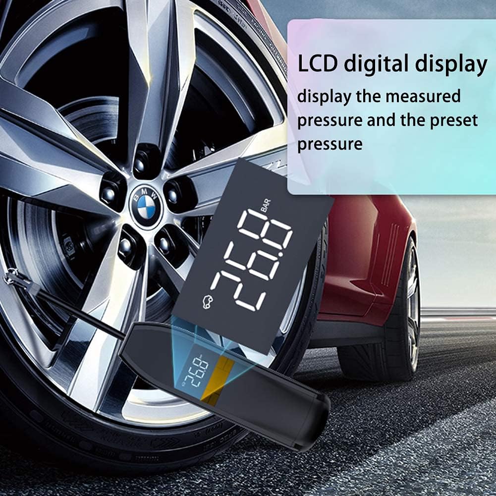 6000mAh Rechargeable Portable Air Compressor Mini Electric Air Inflator Handheld Cordless Tire Pump, 150PSI, Digital LCD Pressure Gauge, with Lithium Battery, for Car Bicycle Tires Balls (Yellow) Pack of 2