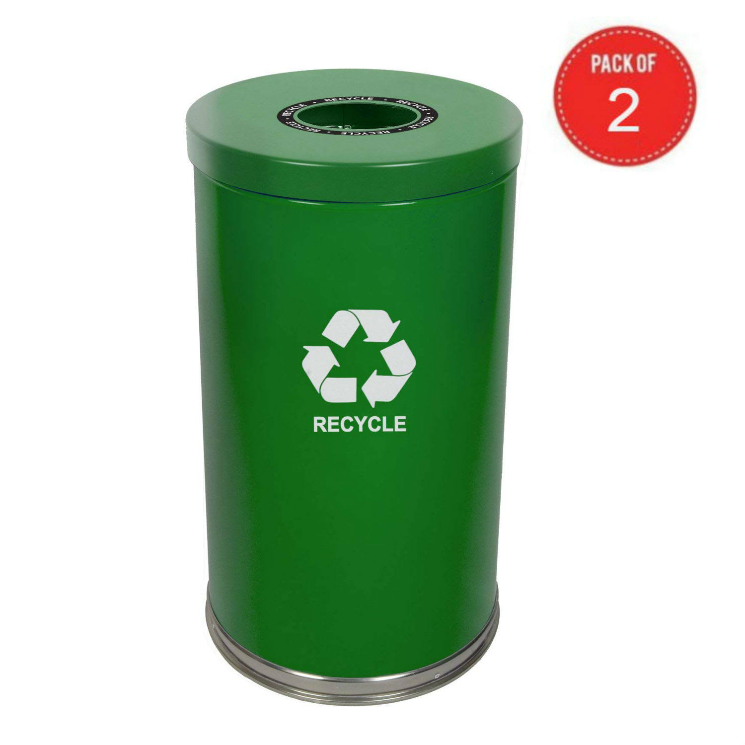 Witt Industries 18rtgn-1h Emoti-Can Recycling Receptacle, Steel, 35 gal, Green (Pack of 2)