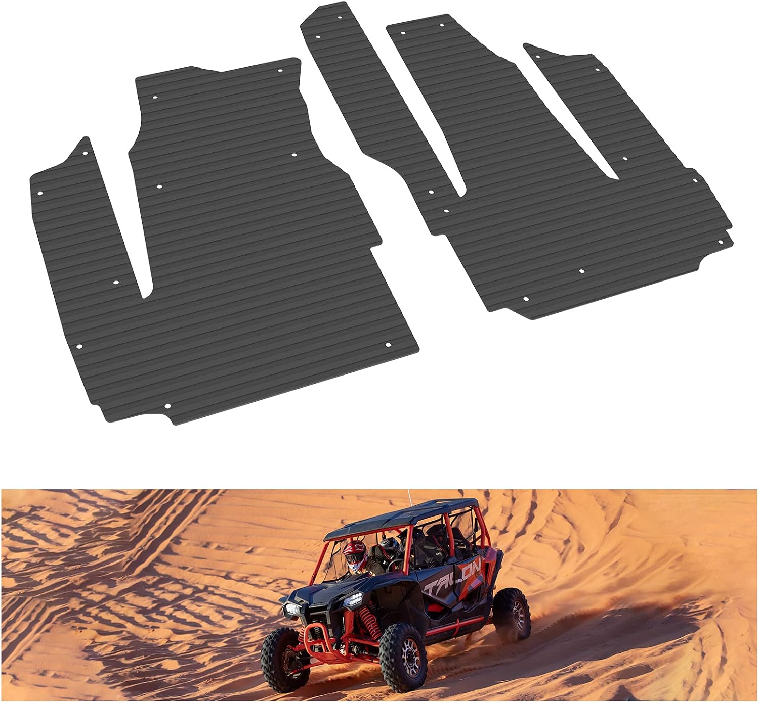 KIWI MASTER Floor Mats Compatible for 2019-2021 Honda Talon 1000R 1000X 1000X4 Accessories All Weather Mat Front Row TPE Slush Liners Black