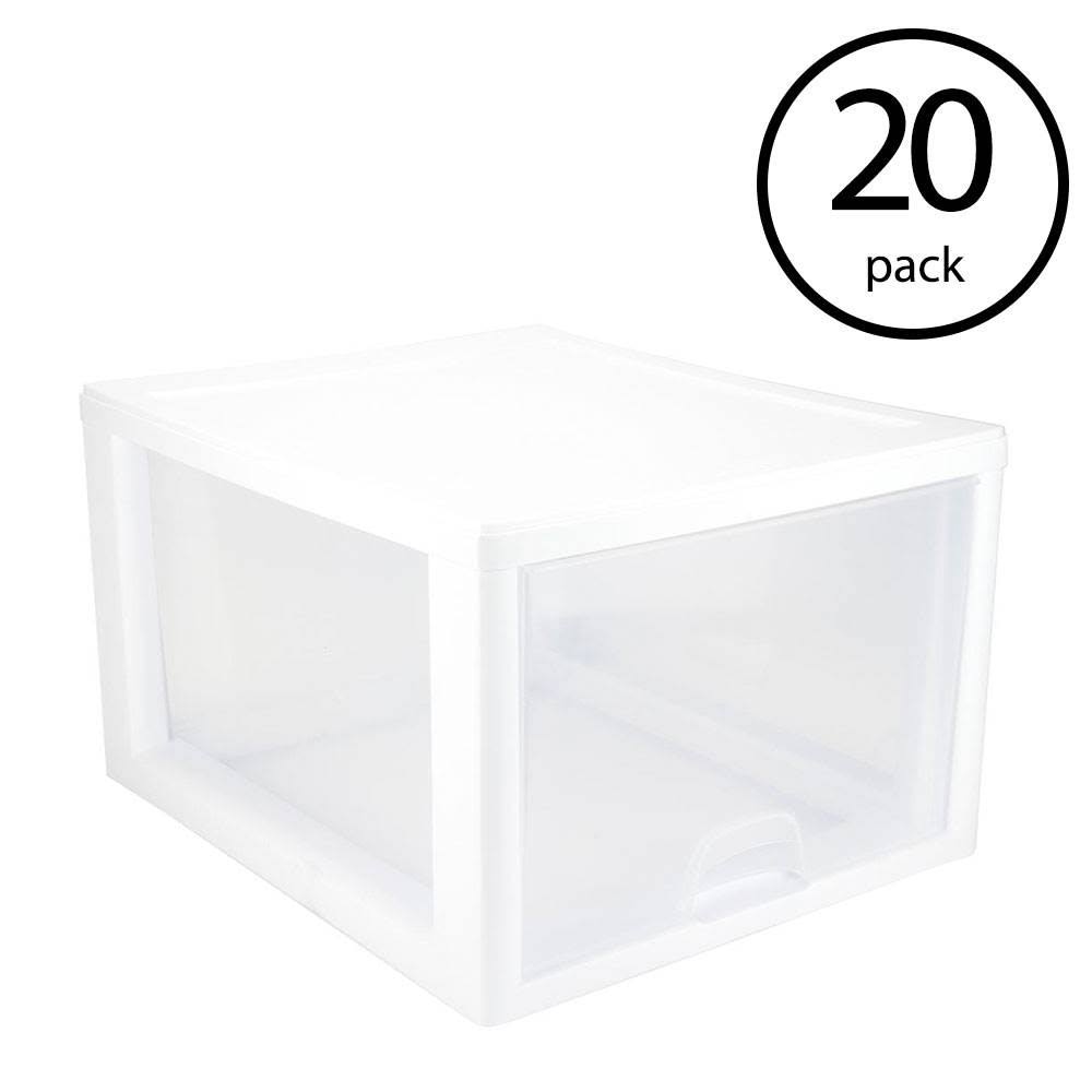 Sterilite 27 Quart Single Modular Stacking Storage Drawer Container (20 Pack)