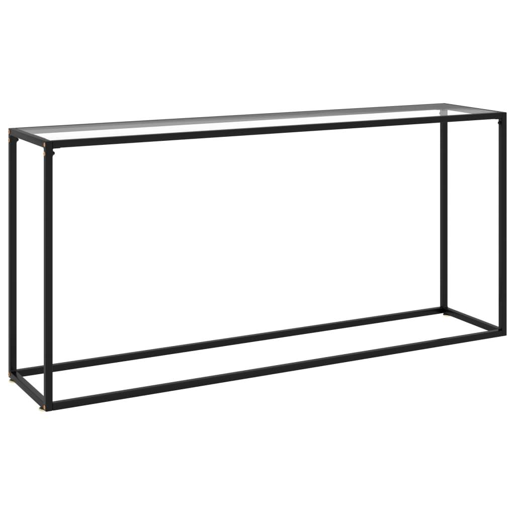 ZNTS Console Table Black 63x22x13.8x22x29.5x22 Tempered Glass 322824