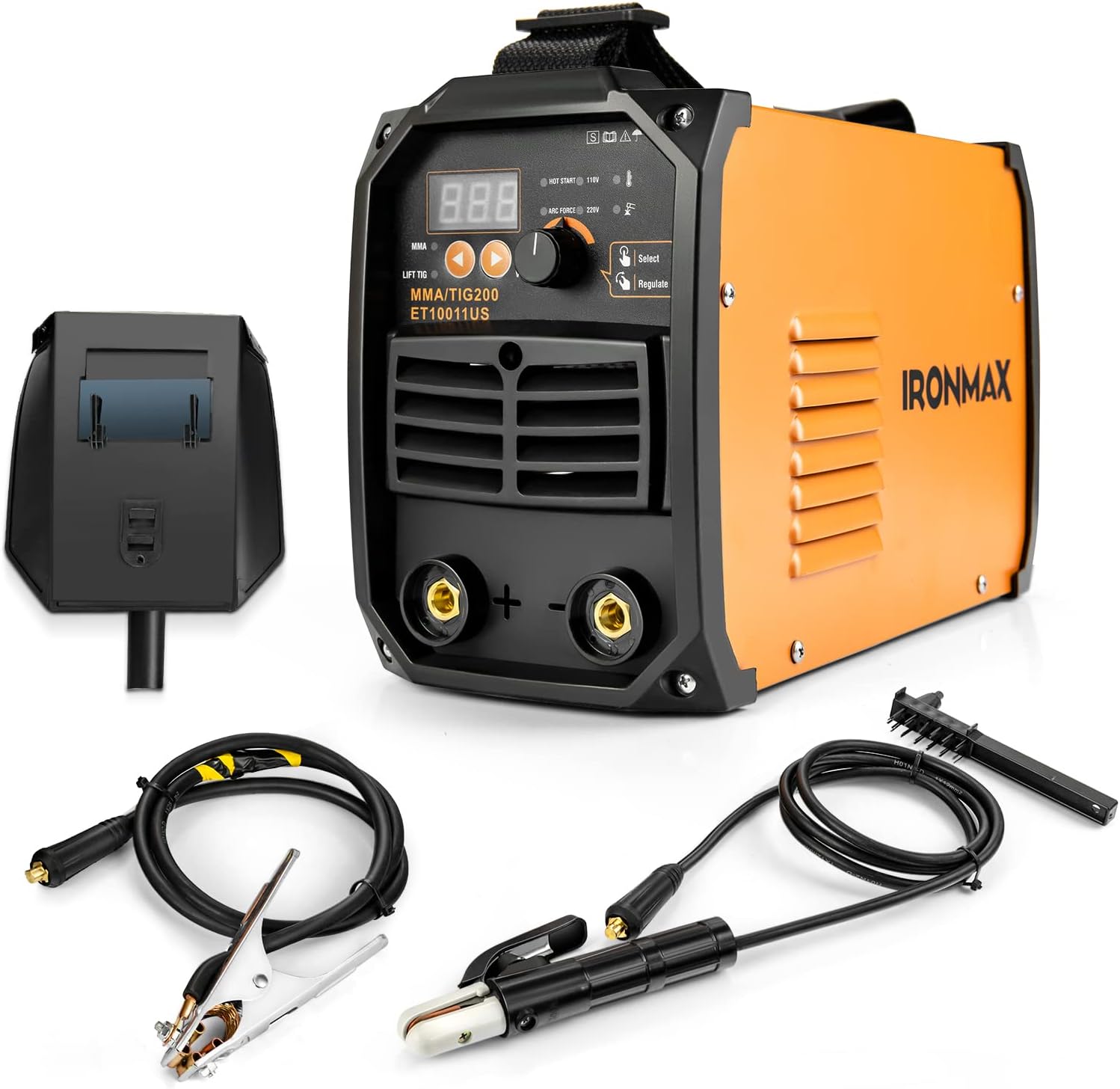 Goplus MMA/TIG 200 Stick Welder, 110V/220V Hot Start ARC Welding Machine, IGBT Digital Display LCD with Electrode Holder Face Shield