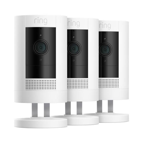 Ring Stick Up Cam 3 Pack Indoor/Outdoor Night Vision Camera - White