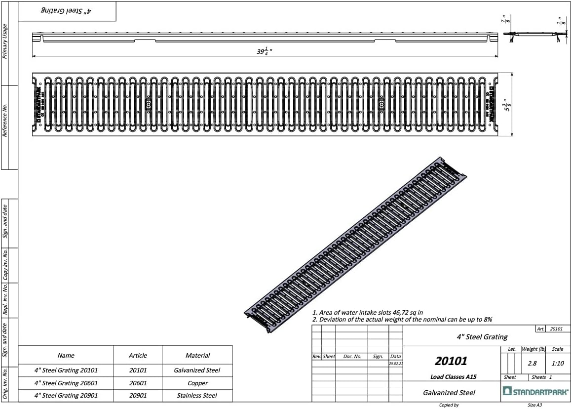 Standartpark - 4 inch Galvanized Stamped Steel Grate Pack of 2