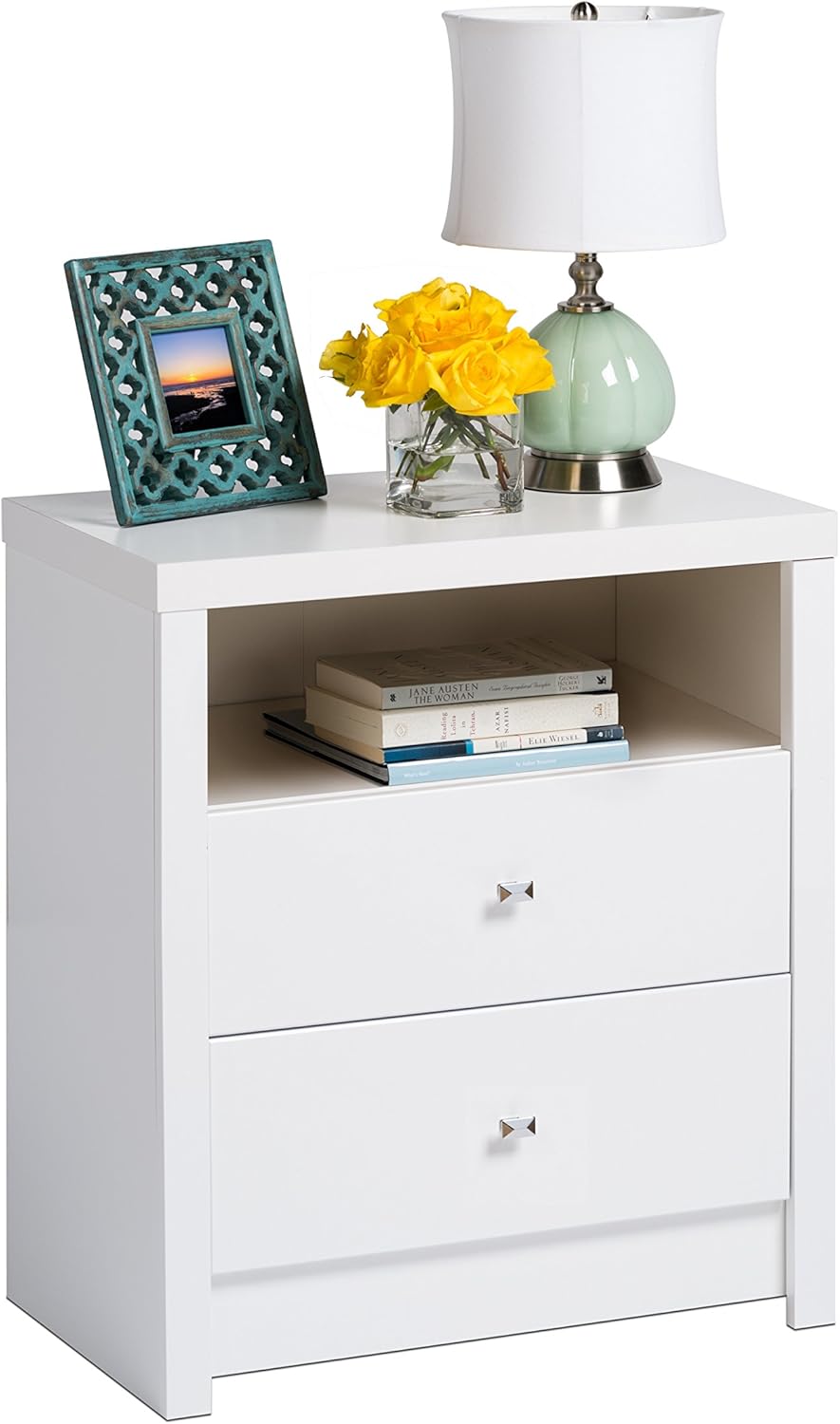 Prepac Calla Tall 2 Drawer Nightstand, White