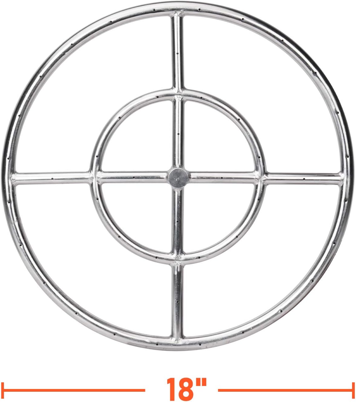 GASPRO 18 Inch Fire Pit Ring Burner, Round Fire Pit Burner for Fire Pit, Natural Gas & Propane Fireplace, 304 Series Stainless Steel, BTU 147,000 Max