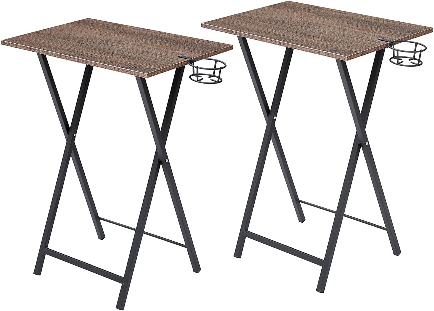 VECELO Foldable TV Tray Portable Wooden Snack Table for Livingroom, Bedroom, Office, Tiny Desk,Set of 2, 2 Pack, Rustic Brown Pack of 2