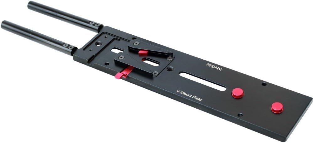 PROAIM V-Mount Camera Plate for All V-Mount Cameras | Most Secure Aluminum Plate with 100mm & 150mm Rods for mounting Mattebox, Follow Focus & Other Accessories | Tripod Compatible (VP-248-00) Pack of 2