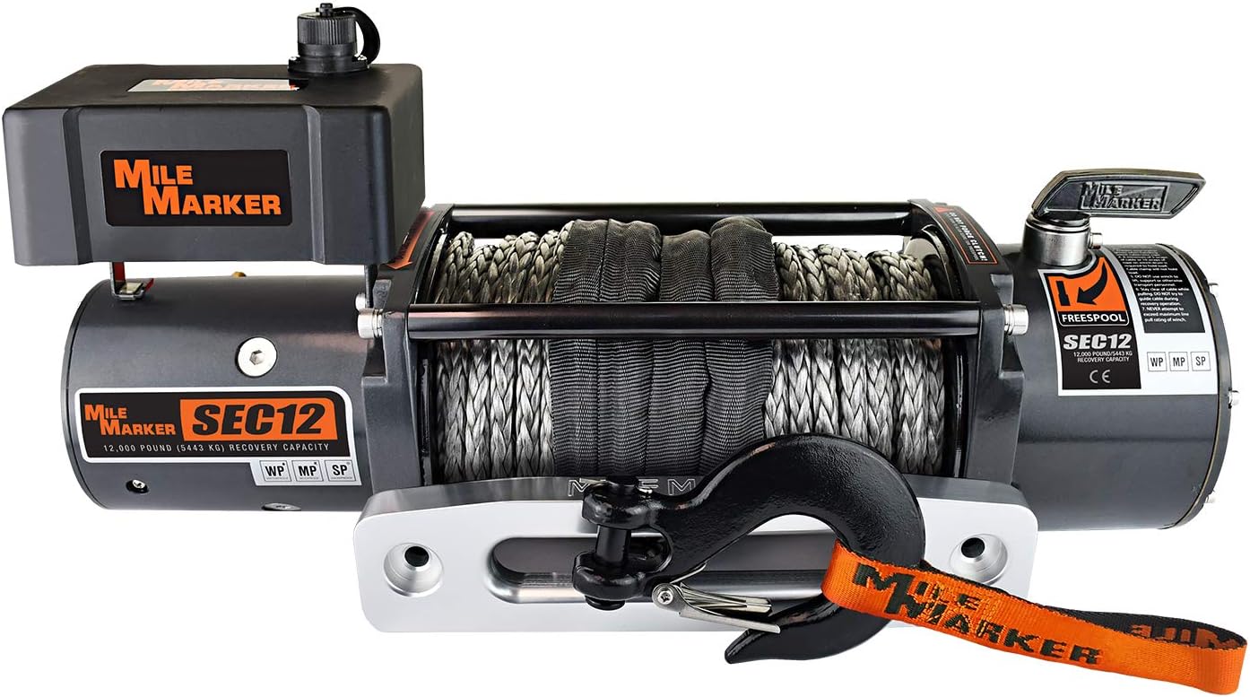 Mile Marker SEC12 12,000 Pound Jeep/Truck/SUV Electric Winch with Synthetic Rope (12,000 lb. Capacity)