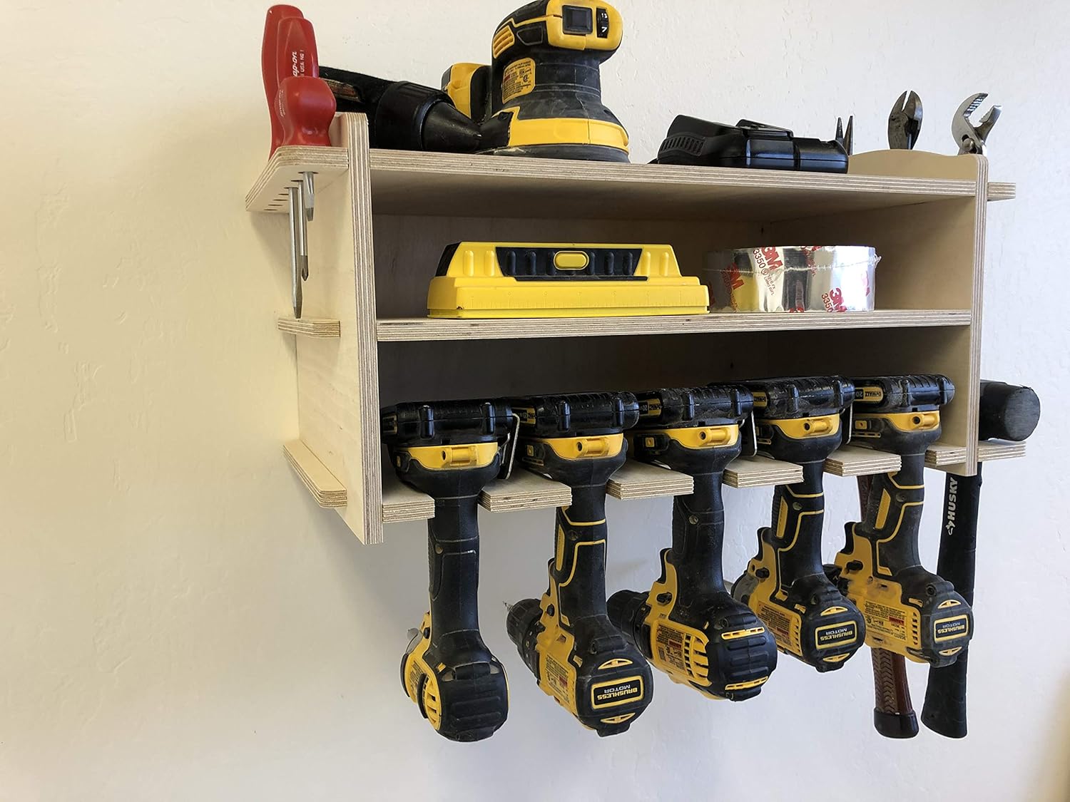 Steve's Rack Shack | Power Tool Storage Tool Holder Wall Mounted Drill Organizer for Garage and Workshop (5 Space Drill Rack)